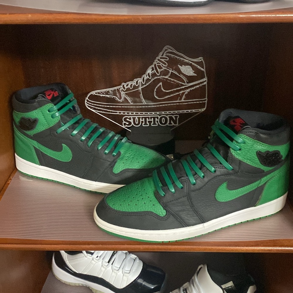 Jordan 1 retro high pine green 2.0, Custom green Leather laces